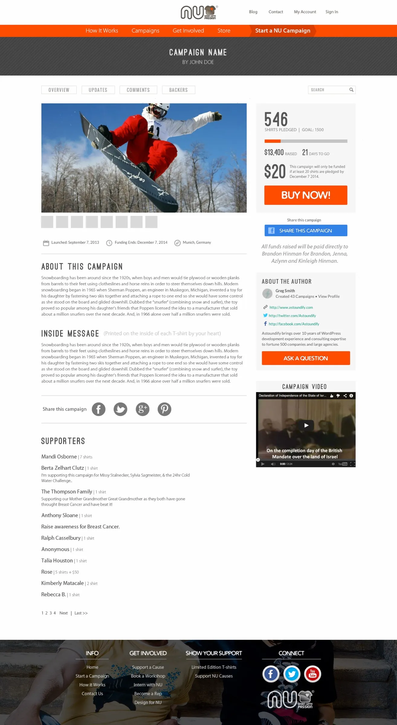 Campaign landing page design